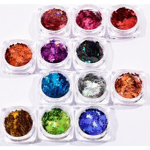A box /12 colors Glitter Nail Flakes Sequins Powder Gold Silver Red Irregular Nail Art Manicure Nail Decoration