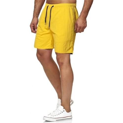 Summer Men Shorts Fifth Quick Dry Solid Color Drawstring Closure Beach Shorts Trousers Fitness Jogger Shorts