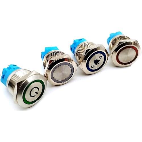 19mm Metal Push Button Switch Momentary Latching Fixed on Off Power Switch Button LED Light 3V 6V 12V 24V 220V