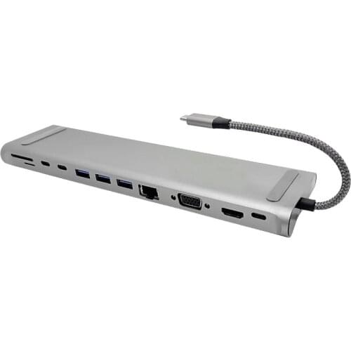 Muti-Functional Docking Station 12 in 1 USB Type-C HUB 4K HDMI VGA 100W P USB3.0 SD/TF Type-C For Macbook Pro