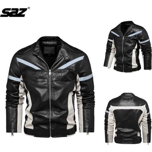 2021 Autumn/winter New Mens Leather Jacket Pu Leather Glow-In-The Dark Motorcycle Jacket Large Size Casual Loose Coat Top