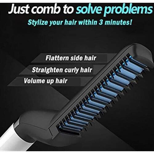 Men Heat Hair Styling Curler Straightener Electric Heating Men Hair Brush UK