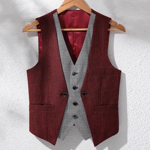 2020 Mens Vest Casual Casual Layered Double Collar Inlaid for Wedding Groomsmen Green/Blue/Green/Grey Mens Waistcoat Vest