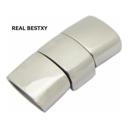 REAL BESTXY 10pcs/lot 316L stainless steel Magnetic Clasps Rectangle for braided leather bracelets