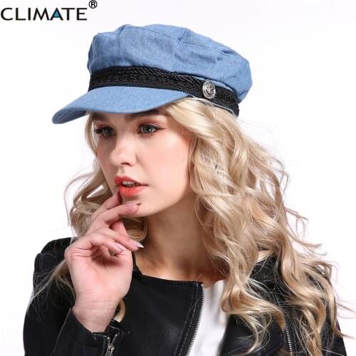 CLIMATE New Women Fashion Cap Hat Denim Navy Army Sailor Caps Hat Woman Cool Anchor Military Marine Hat Caps for Woman Man