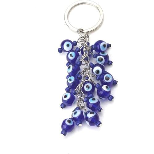 EVIL EYE 2017 new fashion evil eye blue keychains round trendy fashion blue keychains for woman and man car pendant