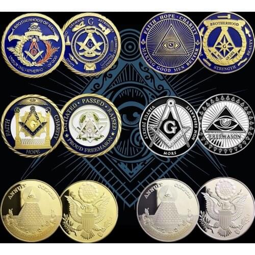 New Masonic Challenge Coins Set 6 Coins Religious Freemason Art Souvenir Master Mason Gift Brotherhood Fatherhood Collectibles