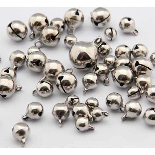 Wholesale 6mm-20mm Silver Color Copper Loose Beads Small Jingle Bells Merry Xmas Christmas Tree Decoration Ornament