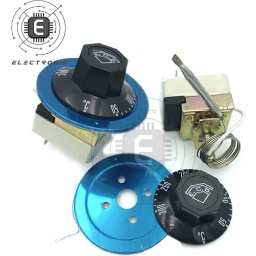 Rotary Temperature Controller AC220V 16A Dial Thermostat Temperature Control Switch For Electric Oven 50-300 Degrees Celsius