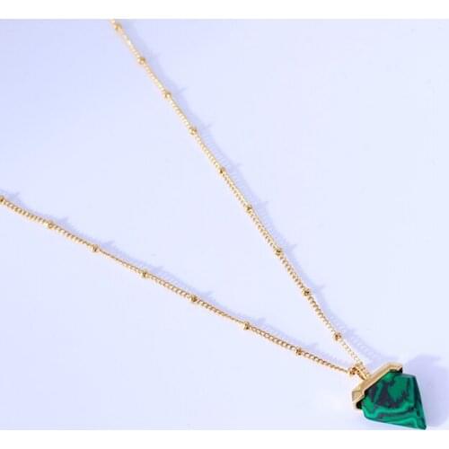 Simple triangle green stone cool wind trend Necklace