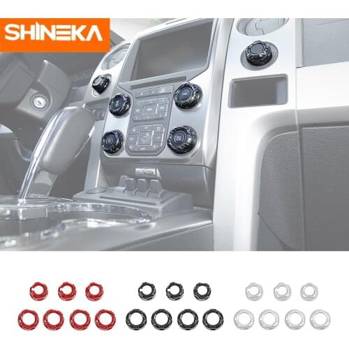 SHINEKA Car Interior Central Control Knob Decoration Ring Cover Accessories for Ford F150 Raptor 2013-2014 Car Styling