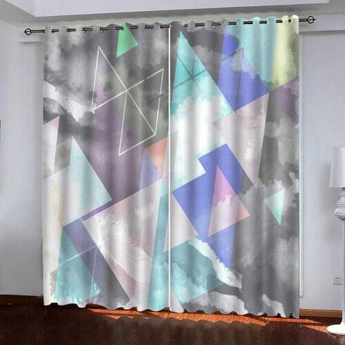 Blue stereoscopic geometric curtains Customized curtains complex classical style simple modern blackout curtains