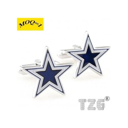 Blue Star Cufflink Cuff Link 1 Pair Free Shipping Promotion