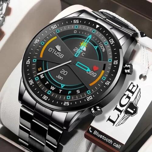 LIGE 2021 New Smart Watch Men Full Touch Screen Sports Fitness Watch IP68 Waterproof Bluetooth For Android ios smartwatch Mens