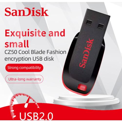 SanDisk CRUZER BLADE USB FLASH DRIVE CZ50 USB 2.0 128G 64G 32G 16G 8G 4G mini Pen Drive PenDrive Support Official Verification