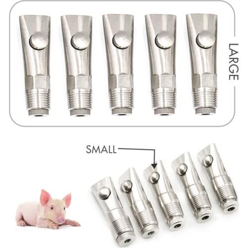 5Pcs Pig Thicken Stainless Steel Automatic Nipple Drinking Prevent Splashing Animals Drinking Waterer Farm Livestock Equipment