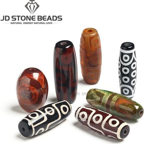 14X40mm Vintage Prayer Dzi Beads Tibetan Agate Long Barrel Shape Loose Beads For DIY Making Jewelry Accessory 5Pcs/Lot
