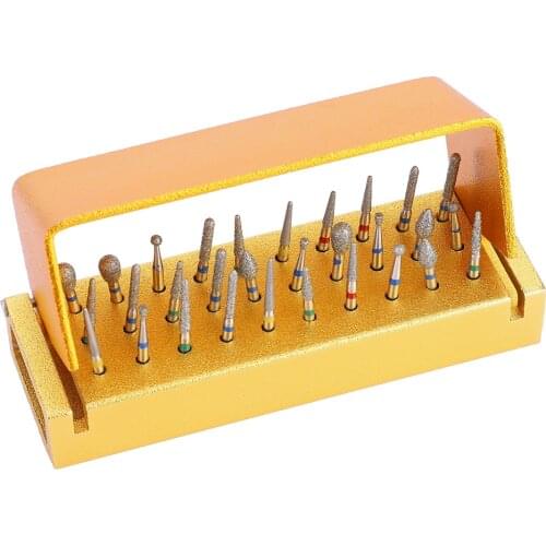 High Quality Aluminium Alloy Dental High Speed Handpieces Holder 30Pcs Dental Diamond Burs Drill Collect Place Tool With Cover