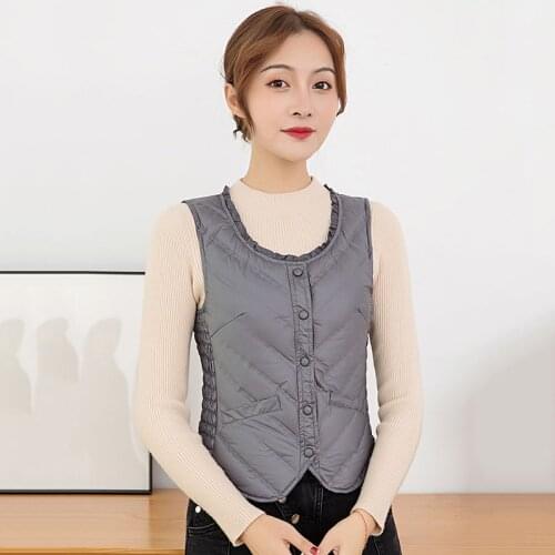 Winter Duck Down Vest Women Outerwear Ultra Light Jacket Sleeveless Ultra Thin Down Jacket Female Ladies Warm All-Match Vest