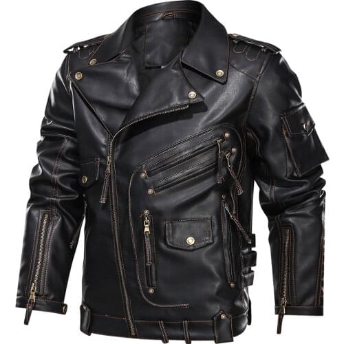 Winter Mens Leather Jacket Men Fashion Motorcycle PU Leather Jacket