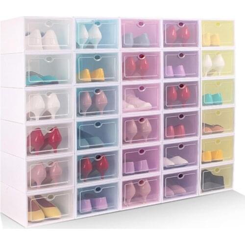 1Pc Transparent Sneaker Case Shoe Box Display Shoe Cabinet Clamshell Pattern Box Home Storage Organizer Shoes Box