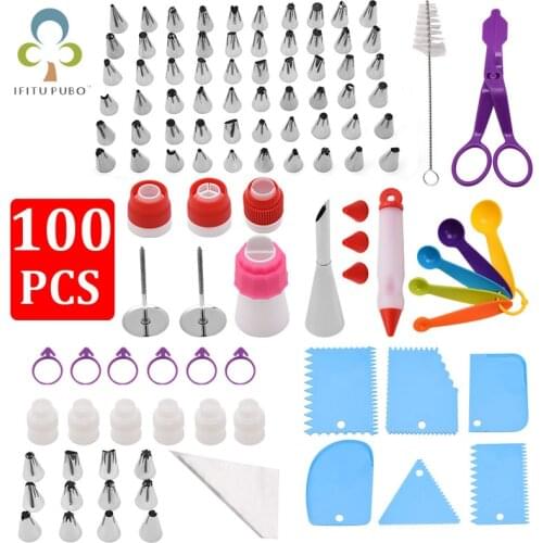 100pcs/set Cake Decorating Tools Kit Pastry Nozzles Cream Confectionery Bags Icing Piping Nozzles Tips Baking Tools For Cake ZXH