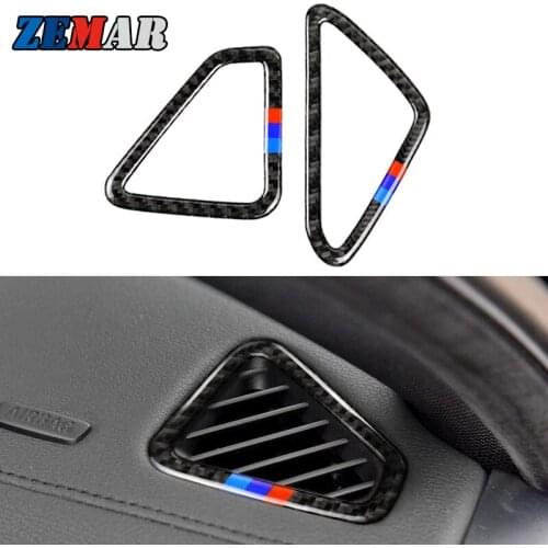 2pcs Carbon Fiber for BMW F15 F16 X5 X6 Car Air Outlet Cover AC Dashboard Panel Sticker Trim Car Styilng M Accessories