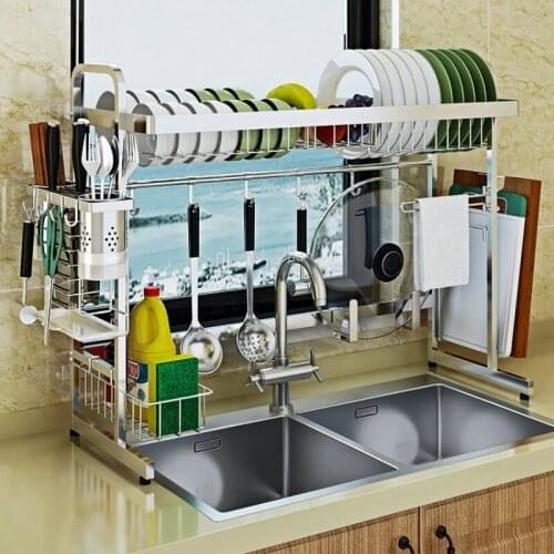 304 stainless steel sink drain rack kitchen shelf kitchenware storage rack tableware dishwashing sink organizer kitchen storage