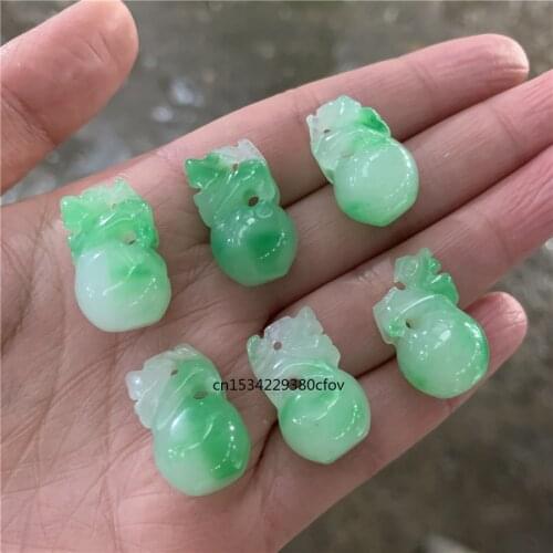 5pc Natural A Green Jade Beads Pixiu Pendants DIY Charm Jadeite Jewellery Fashion Accessories Amulet Gifts for Women Men