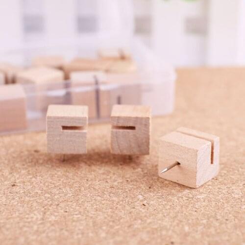 6/12pcs Wooden Square Nail Thumbtack Board Pins Pushpins Drawing Photo Wall Stud 1XCB