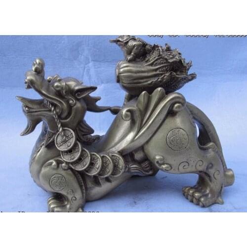 7 Chinese Brass Copper Lucky Wealth Toad Coin Foo Dog kylin Lion Brave troops