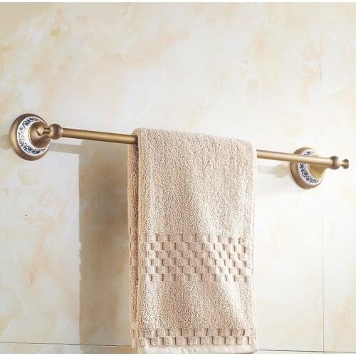 2016 Bathroom Accessories, Brass Material Antique brass Finish Single Towel Bar&Towel Rack /Vintage ceramics Design Style