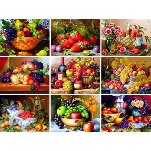 Full Drill Square Embroidery 5D DIY Diamond Painting Fruit Cup Cross Stitch Kit Mosaic Art Picture of Rhinestones Kitchen Decor
