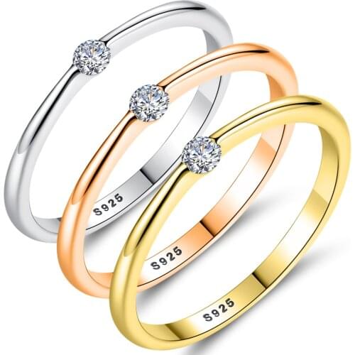 ELESHE Elegant 925 Sterling Silver Rings Custom Engraving Name Crystal Ring For Women Wedding Engagement Zircon Jewelry Gift