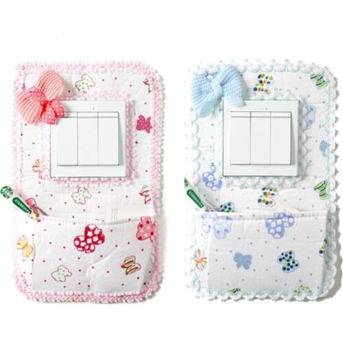 Hot Sale 1PC Spring Pastoral Style Butterfly Fabric Switch Stickers Phone Charging Socket Cover With Pocket Companion Key Bags