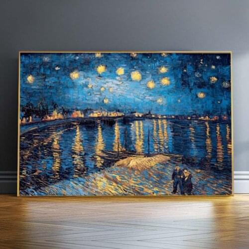 Impressionist Starry Night Famous Canvas Paintings Reproductions On The Wall By Van Gogh Landscape Wall Posters For Living Room