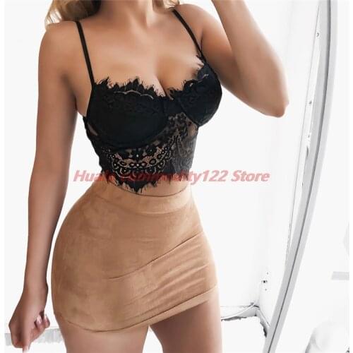 Hot Woman Sexy Lace Hollow Strap Tanks Top Wrapped Chest Shirt Camis Bra Underwear Perspective Bikini Top Underwear Bralett Lace