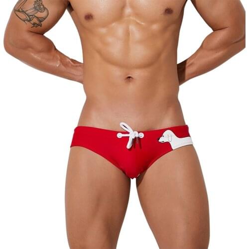 Mens Swim Briefs Swimwear Low Rise Beach Bikini Swimsuit Dog Print Youth Boy Mini Swimming Trunks Bathing Suit Beachwear Shorts