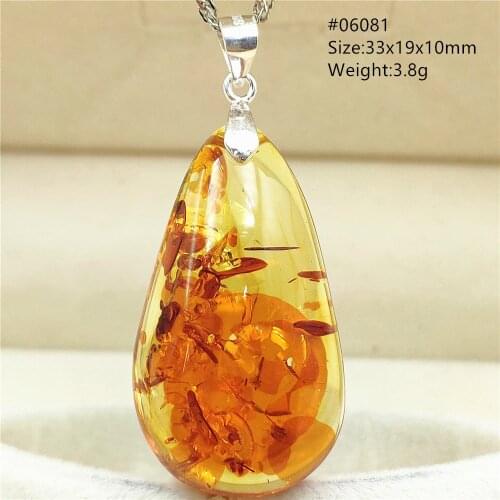 Genuine Natural Piebald Amber Yellow Red Pendant Necklace Oval Water Drop Fashion Jewelry Reiki Stone AAAAAA