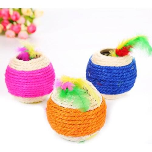 Natural Sisal Ball Cat Toy Scratching Post Ball Mouse Catnip Actinidia Cat interactive Toy Interactive Feather Toys Cats Product