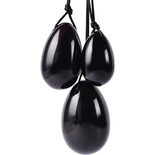 Natural Obsidian Yoni Egg Sphere Drilled Jade Eggs Set Vaginal Muscle Tightening Massage Maternity Female Kegel Exerciser