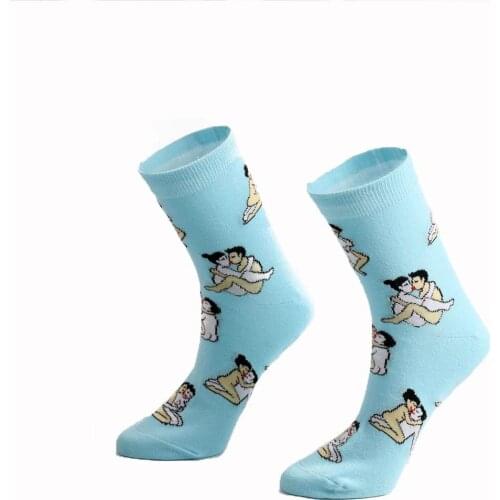 2021 New Collection Jacquard Cotton Skateboard Socks Loves Wife And Husbands Funny Erotic Footwear For Winter Warm