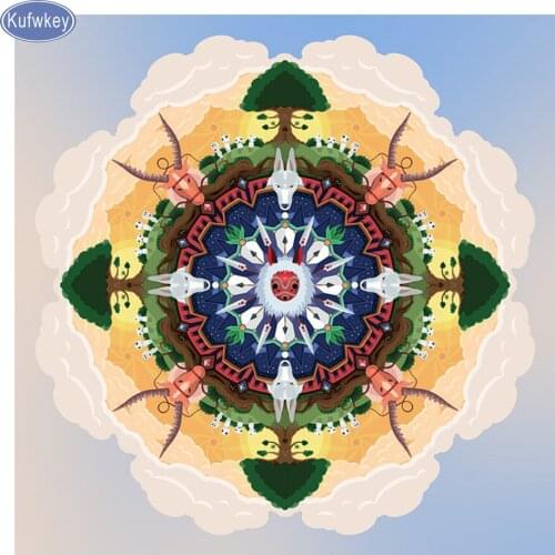 NEW Mandala Diamond Cross Stitch Embroidery Full Square Needlework 5d Diy Diamond Painting animals home decor