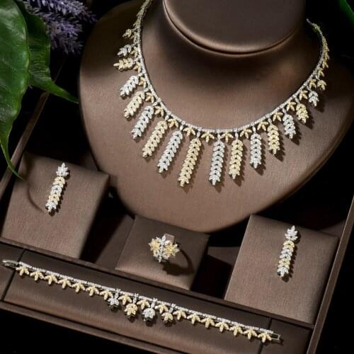 HIBRIDE New Long Tassel Pednant Cubic Zircon Pendant Women Jewelry Set For Bridal Party Accessories Jewelry Gifts N-1504