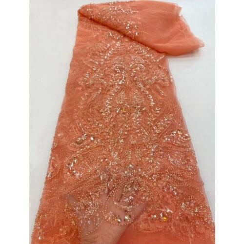 New Sequin Embroidery Lace French Tulle Mesh With Beads DIY Wedding Dress Party Banquet Skirt Sewing Fabric 5 Yards Wholesale