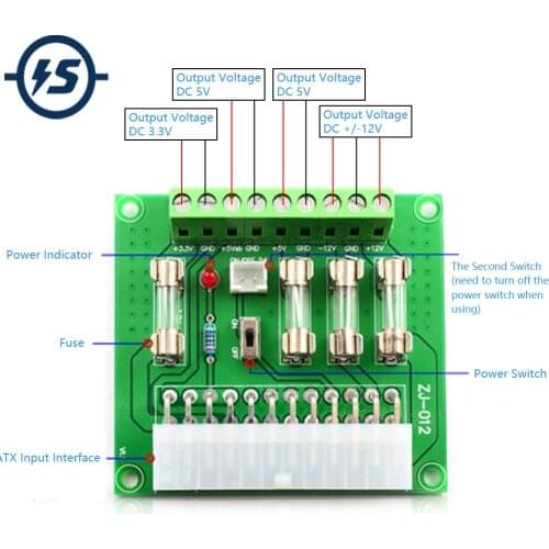 ATX Power Adapter Board Connect Transmission Board Adapter Expansion Module Power Supply Leads to the Wiring Module