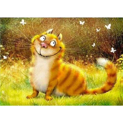 Full Square/Round 5D DIY Diamond Painting Cartoon Cat Art Pictures 3D Embroidery Mosaic Cross Stich Kits Stickers Decor DF547
