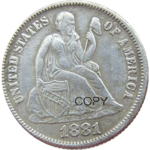 US Liberty Seated Dime 1881 P/S Silver Plated Copy Coins