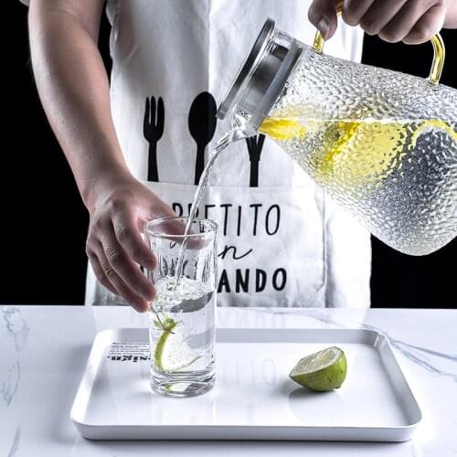 1pcs Transparent Heat Resistant Juice Tea Pot with Handle Hot Cold Water Tea Pot for Homemade Fruit Juice Iced Tea