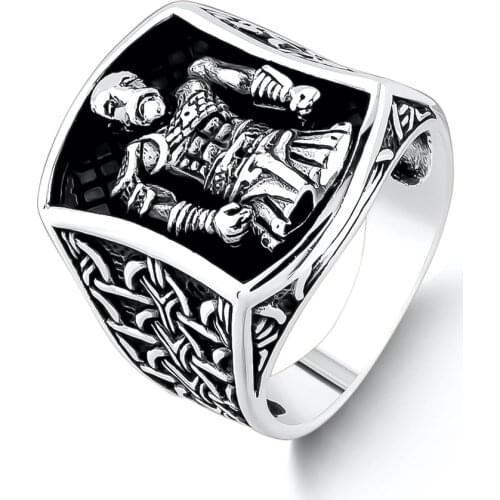 Silver Men Soldier Model Ring Warrior Ring Handmade Men Jewelery Vintage Antique Accessory Solid 925 Sterling Silver